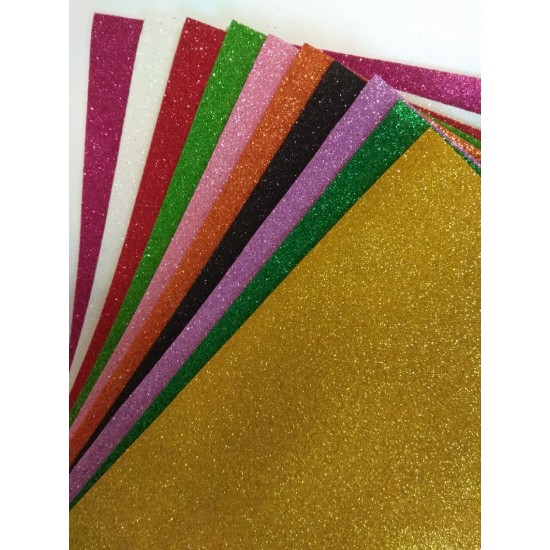 Фоамиран глиттерный цветной 20*30 см А4 2 мм 10 шт, цена за упаковку